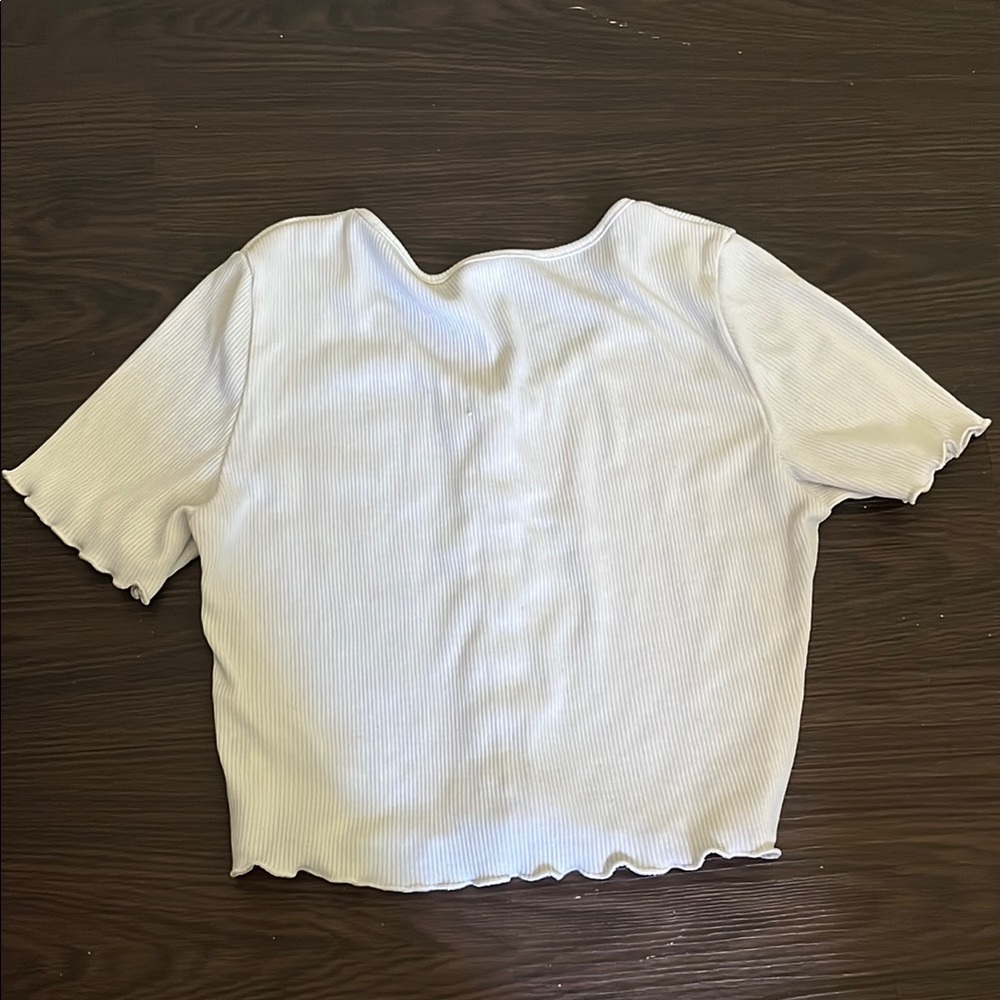 White Ruffled Button-Up Top - Picture 2 of 2